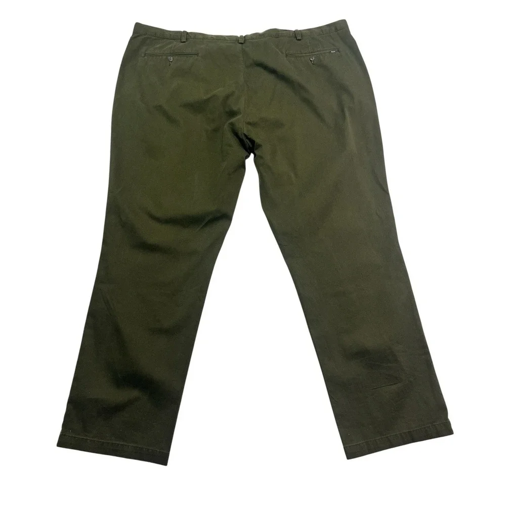 Polo Ralph Lauren 52x34 Olive Green Chino Dress Pants Flat Front Trousers Cotton